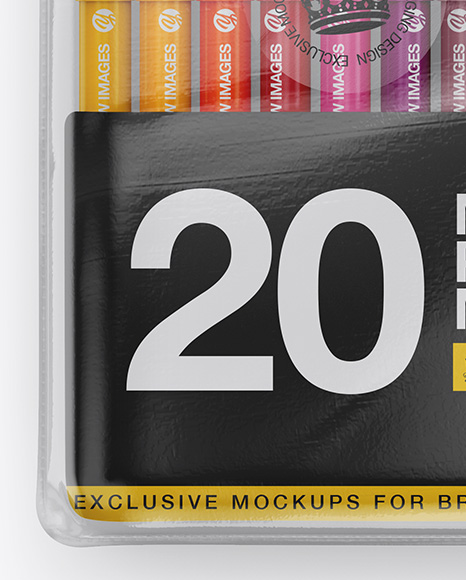 20x Markers Pack Mockup - Free Download Images High Quality PNG, JPG