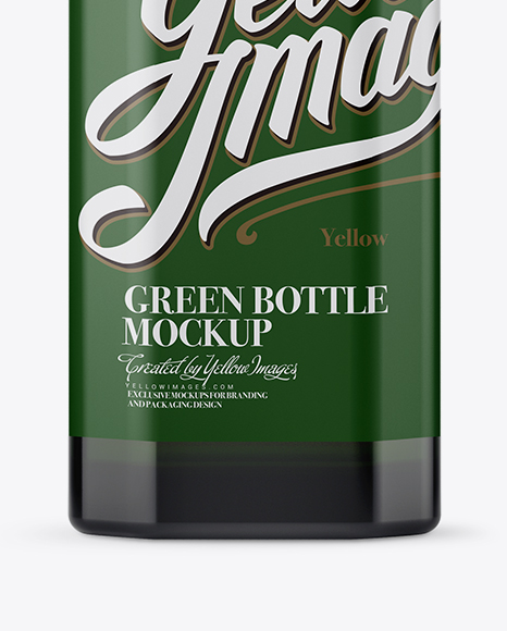 Green Glass Bottle Mockup PSD #3