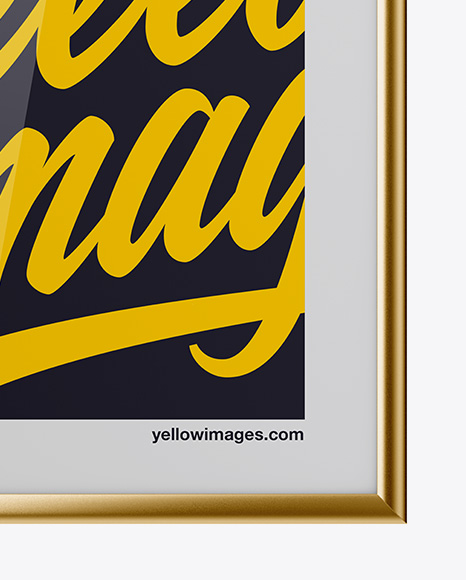 Download Poster W Metallic Frame Mockup In Indoor Advertising Mockups On Yellow Images Object Mockups PSD Mockup Templates