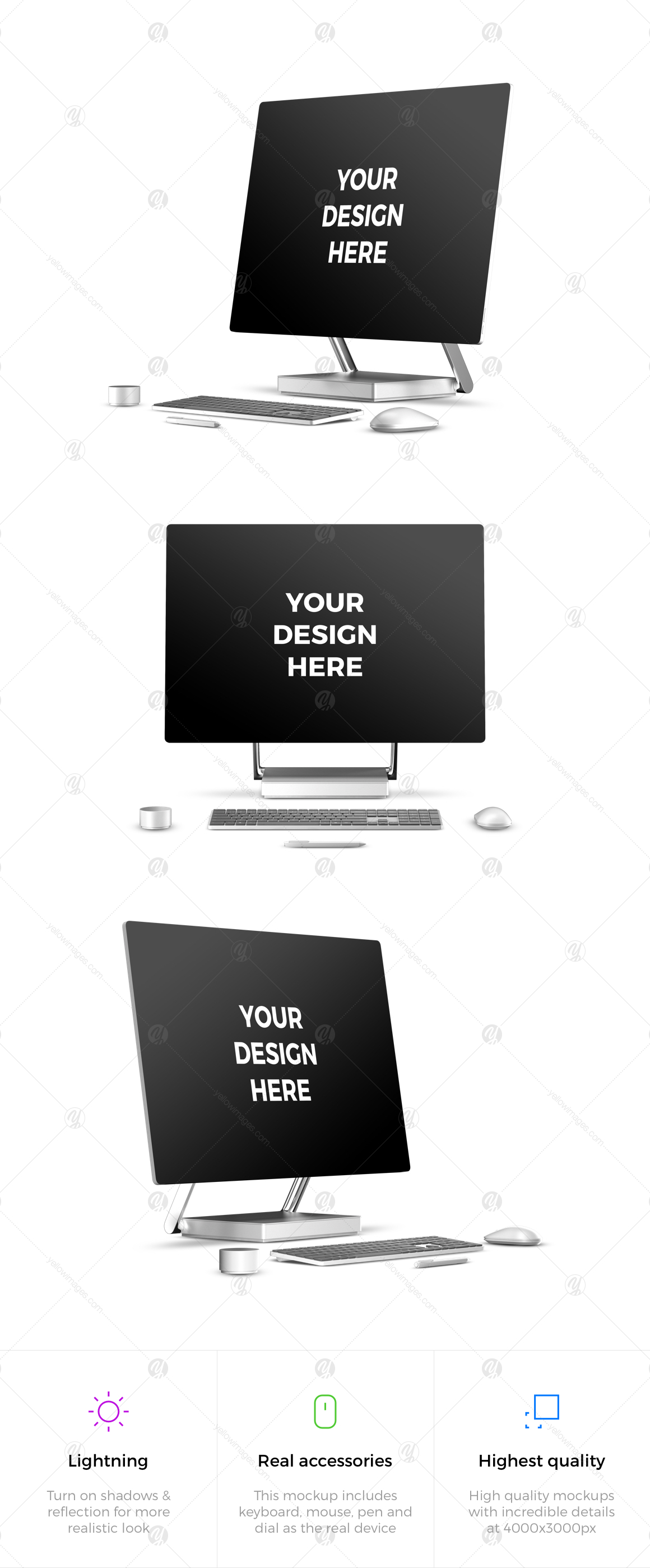 Download 3x Microsoft Surface Studio Mockups In Device Mockups On Yellow Images Creative Store