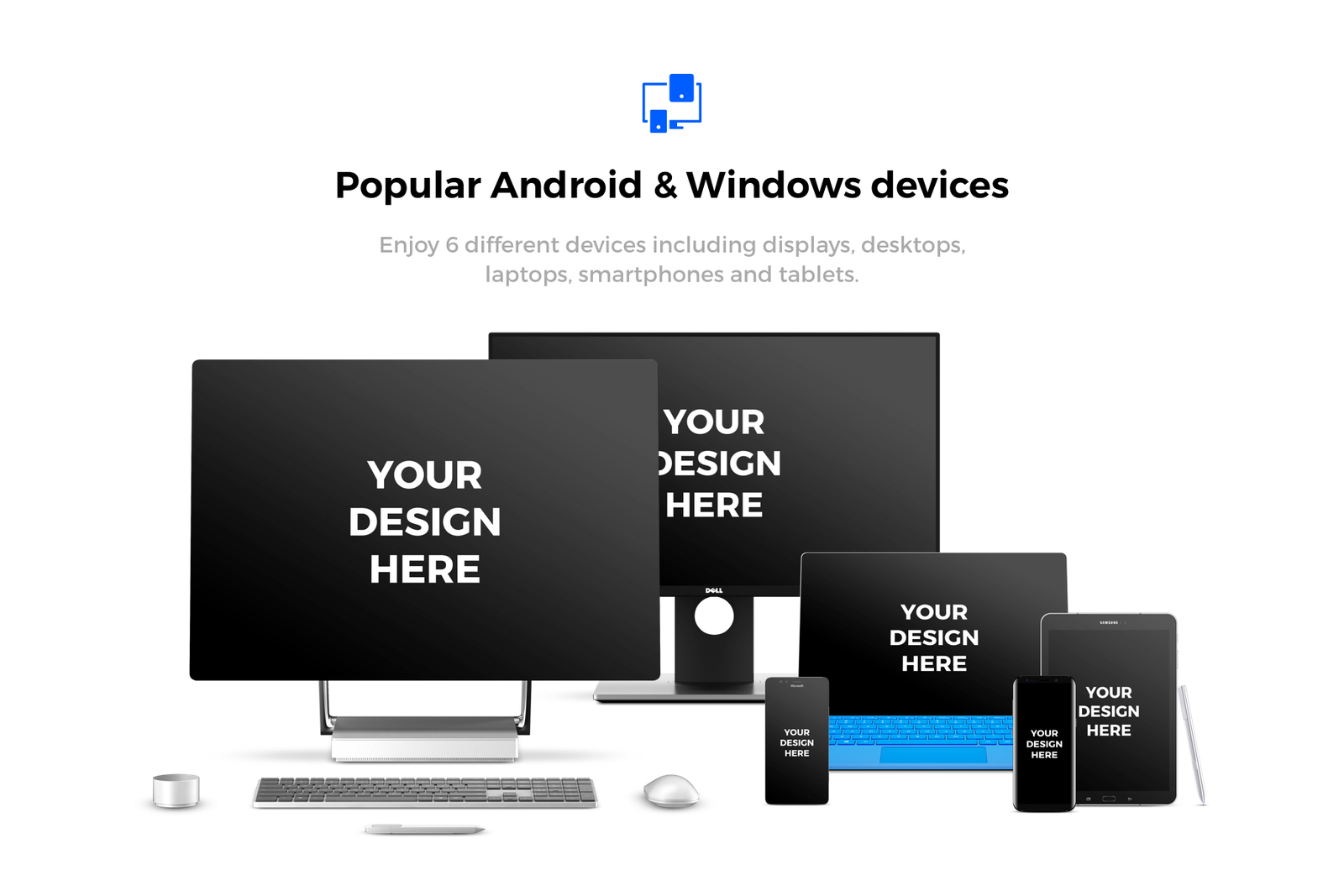 Download 91x Android Windows Mockups In Device Mockups On Yellow Images Creative Store PSD Mockup Templates