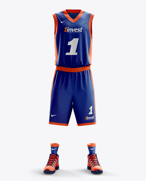 Basketball Kit w  V Neck Tank Top Mockup   Front View PSD #5