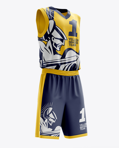 Basketball Kit W V Neck Tank Top Mockup Half Turned View In Apparel Mockups On Yellow Images Object Mockups