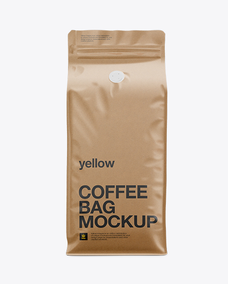 Download Kraft Paper Coffee Bag Mockup Front View In Bag Sack Mockups On Yellow Images Object Mockups