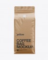 Kraft Paper Coffee Bag Mockup / Front View in Bag & Sack Mockups on Yellow Images Object Mockups