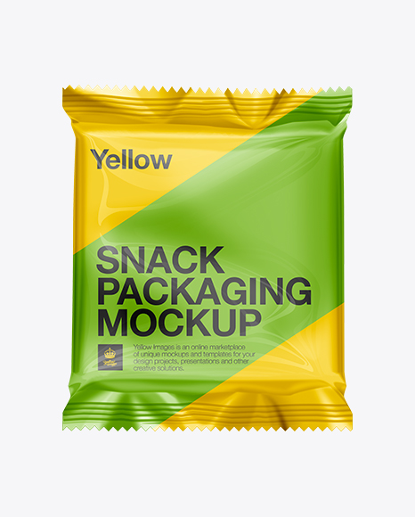 Download Snack Food Packaging Mockup In Flow Pack Mockups On Yellow Images Object Mockups PSD Mockup Templates