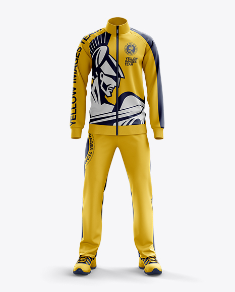 Men S Tracksuit Mock Up Front View In Apparel Mockups On Yellow Images Object Mockups