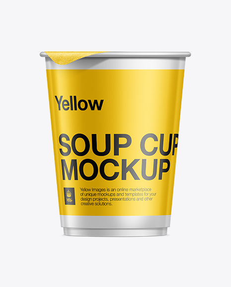 Download Plastic Soup Cup W Foil Lid Mockup In Cup Bowl Mockups On Yellow Images Object Mockups PSD Mockup Templates