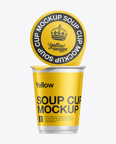 Download Plastic Soup Cup W Foil Lid Mockup In Cup Bowl Mockups On Yellow Images Object Mockups Yellowimages Mockups