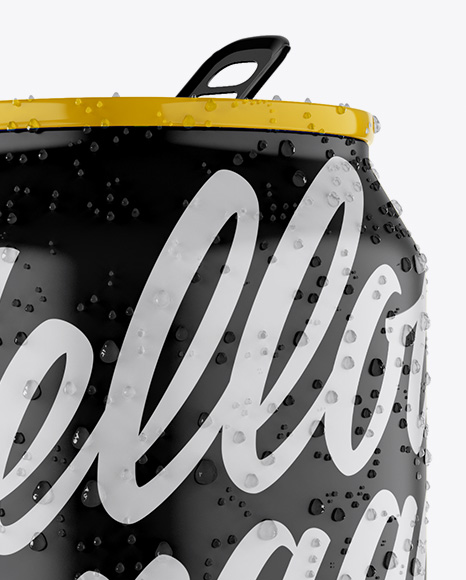 Download 500ml Matte Aluminium Can W/ Condensation Mockup - Front View in Can Mockups on Yellow Images ...