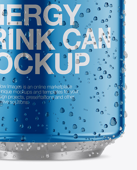 Download 500ml Metallic Aluminium Can W/ Condensation Mockup - Front View in Can Mockups on Yellow Images ...