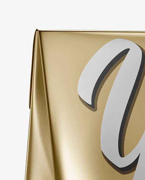 Metallic Paper Bag Mockup - Half Side View