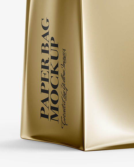 Metallic Paper Bag Mockup Half Side View In Bag Sack Mockups On Yellow Images Object Mockups