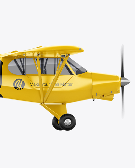 Airplane With Long Banner Mockup Side View In Vehicle Mockups On Yellow Images Object Mockups