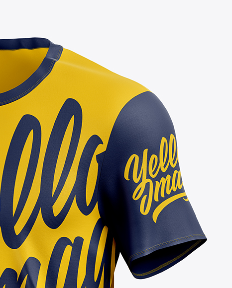 Download Men S T Shirt Mockup Half Side View In Apparel Mockups On Yellow Images Object Mockups