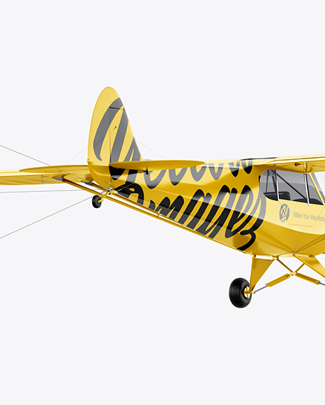 Download Airplane With Long Banner Mockup - Half Side View in Vehicle Mockups on Yellow Images Object Mockups