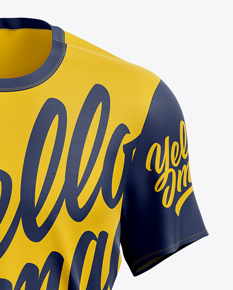 Download Men S T Shirt Mockup Front View In Apparel Mockups On Yellow Images Object Mockups