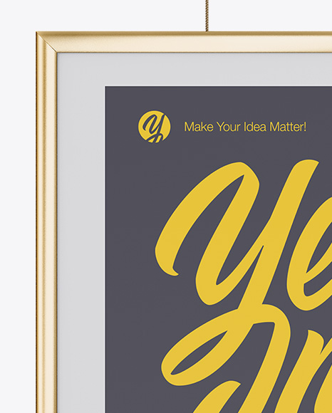 Download Poster W Metallic Frame Mockup In Indoor Advertising Mockups On Yellow Images Object Mockups PSD Mockup Templates