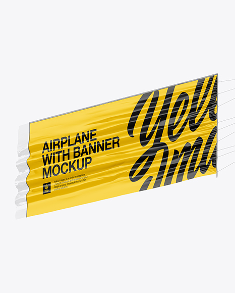 Download Airplane With Long Banner Mockup - Half Side View (Hero Shot) in Vehicle Mockups on Yellow ...