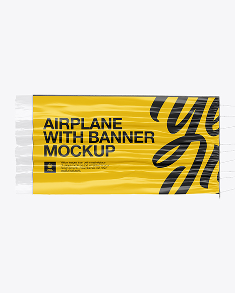 Airplane With Short Banner Mockup Side View In Vehicle Mockups On Yellow Images Object Mockups