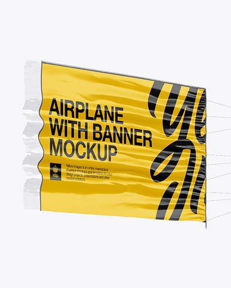 Download Airplane With Short Banner Mockup Half Side View In Vehicle Mockups On Yellow Images Object Mockups PSD Mockup Templates