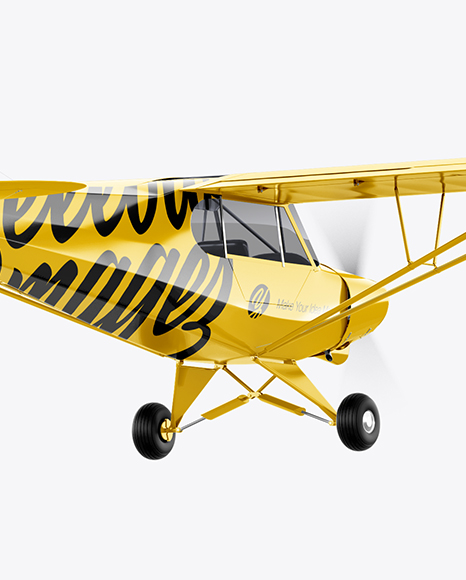 Download Airplane With Short Banner Mockup Half Side View In Vehicle Mockups On Yellow Images Object Mockups