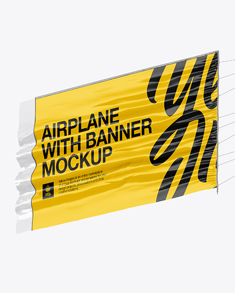 Airplane With Short Banner Mockup - Half Side View (Hero Shot)