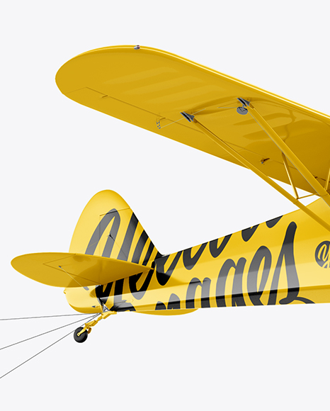 Download Airplane With Short Banner Mockup Half Side View Hero Shot In Vehicle Mockups On Yellow Images Object Mockups Yellowimages Mockups