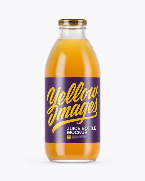 Download 750ml Clear Glass Orange Drink Bottle Mockup in Bottle ... Yellowimages Mockups