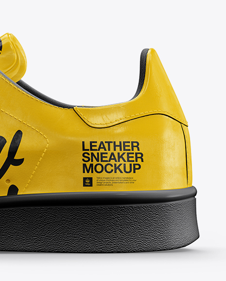 Leather Sneaker Mockup Left Side View In Apparel Mockups On Yellow Images Object Mockups