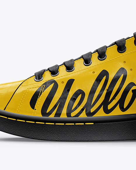 Leather Sneaker Mockup Left Side View In Apparel Mockups On Yellow Images Object Mockups