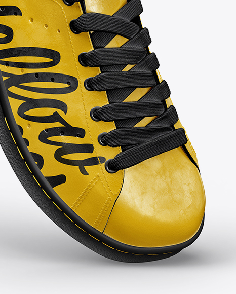 Leather Sneaker Mockup Right Half Side View In Apparel Mockups On Yellow Images Object Mockups