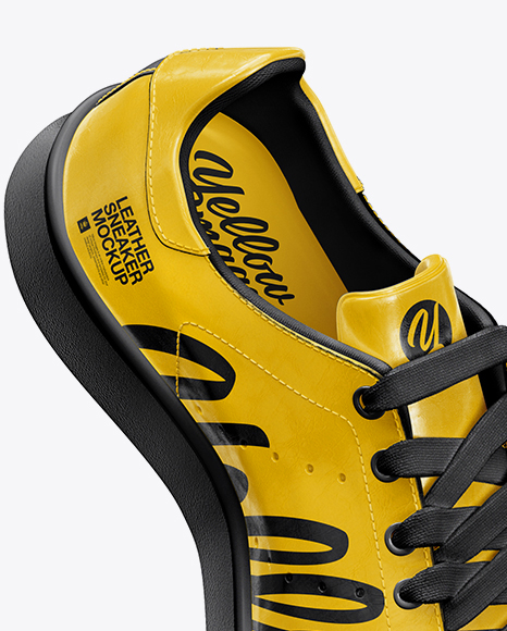 Leather Sneaker Mockup Left Half Side View In Apparel Mockups On Yellow Images Object Mockups