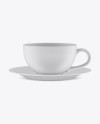 Matte Coffee Cup W/ Sauser Mockup on Yellow Images Object Mockups