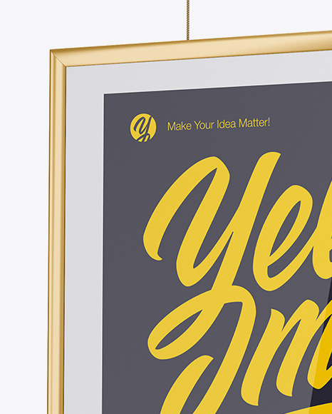 Poster W  Metallic Frame Mockup   Half Side View PSD #3