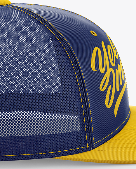 Trucker Cap Mockup Side View In Apparel Mockups On Yellow Images Object Mockups