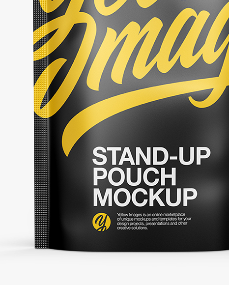 Download Matte Stand-up Pouch Mockup in Pouch Mockups on Yellow Images Object Mockups