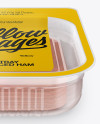 Plastic Tray with Sliced Ham Mockup - Front View (High Angle Shot)