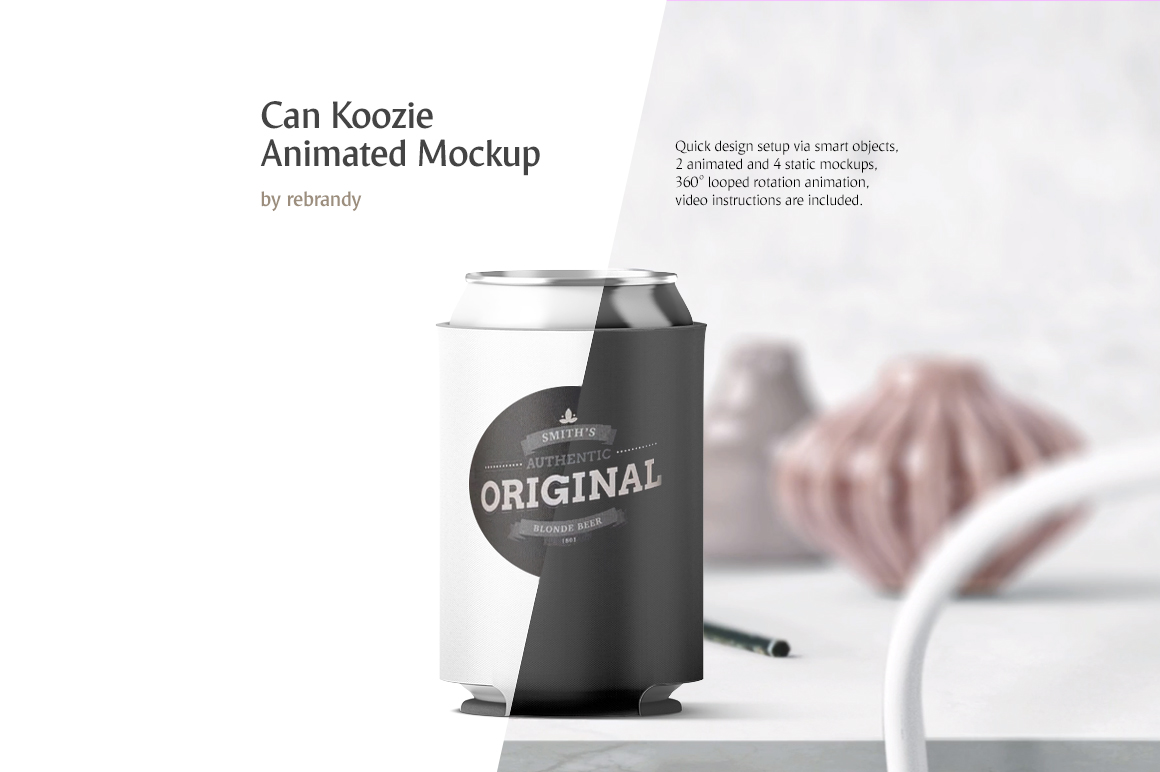 Download Can Koozie Animated Mockup In Packaging Mockups On Yellow Images Creative Store Yellowimages Mockups