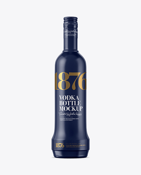 Blue Glass Vodka Bottle Mockup on Yellow Images Object Mockups