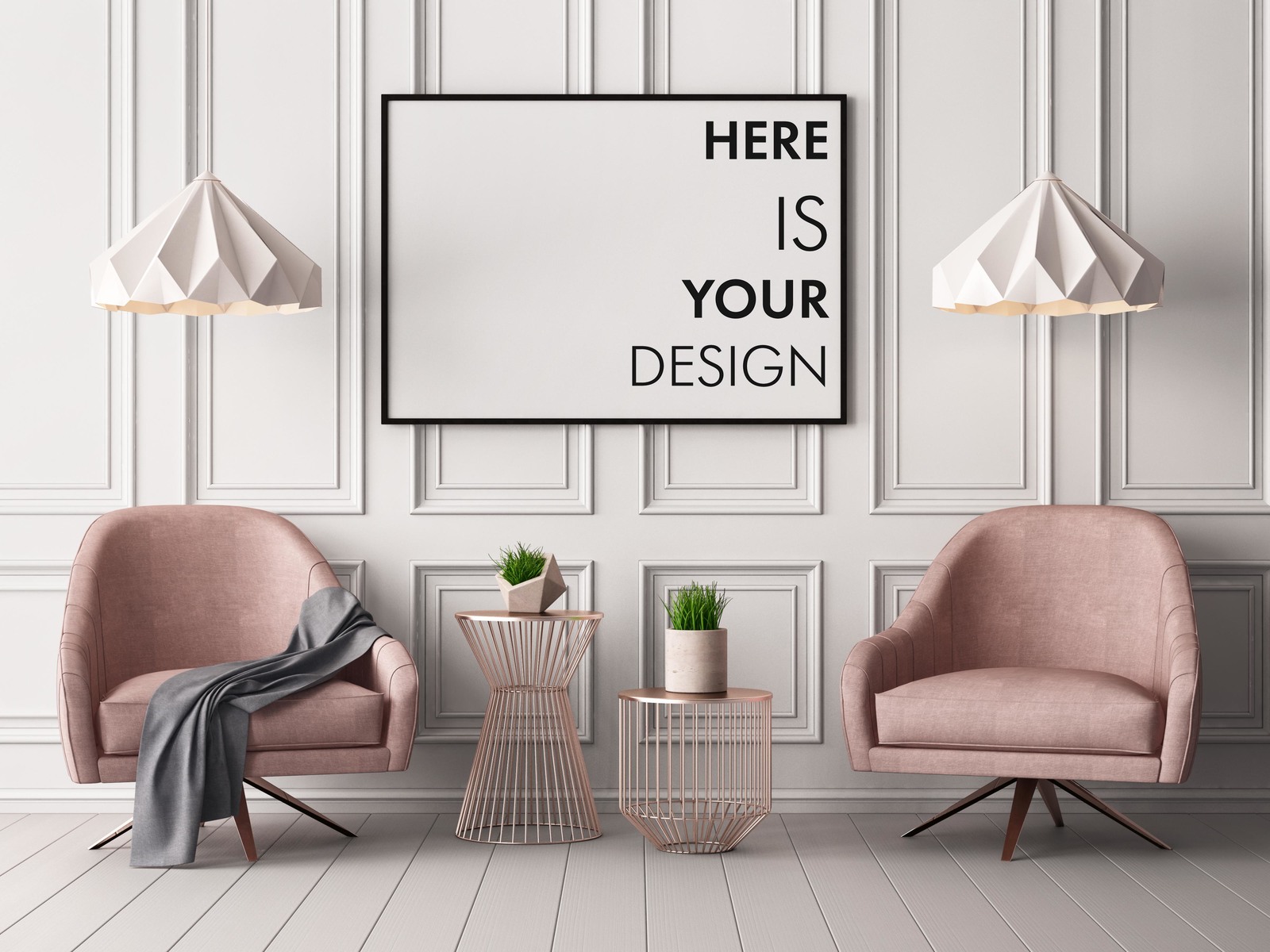 Mockups posters in the interior on Yellow Images Creative Store