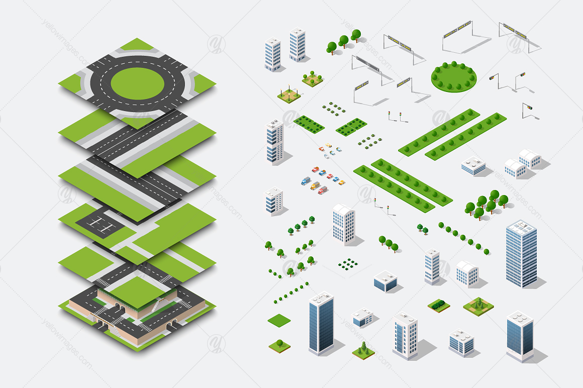 Download City Module Isometric Creator In Illustrations On Yellow Images Creative Store PSD Mockup Templates