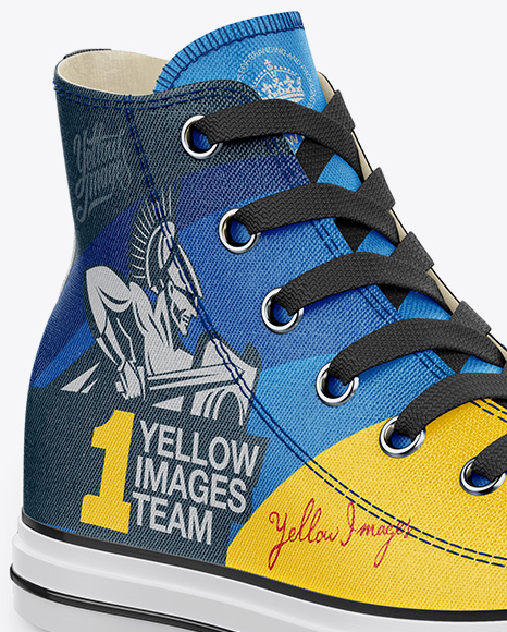 Download High-Top Canvas Sneaker Mockup - Half Side View in Apparel ...