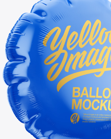 Glossy Round Foil Balloon Mockup in Object Mockups on Yellow Images Object Mockups