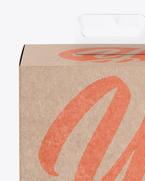 Kraft Paper Box with Hang Tab Mockup   FrontView (high angle shot) PSD #2