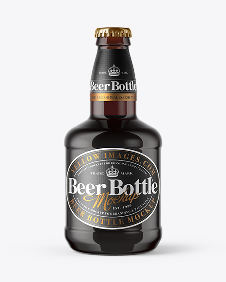 330ml Amber Glass Red Ale Bottle with Foil Mockup PSD #2