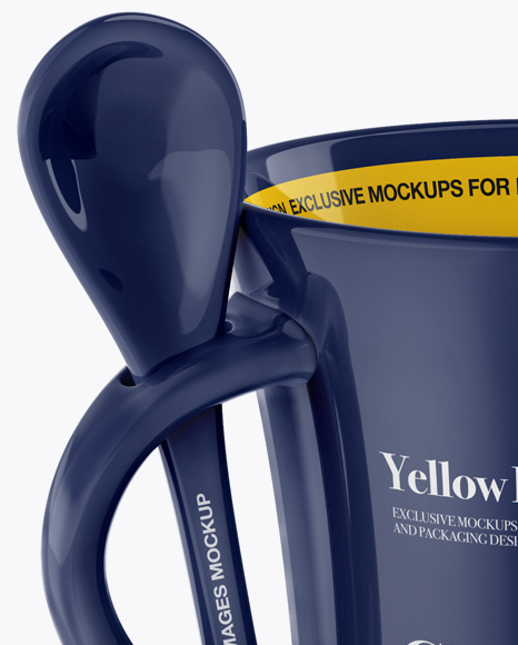 Glossy Cup With Spoon Mockup PSD #1