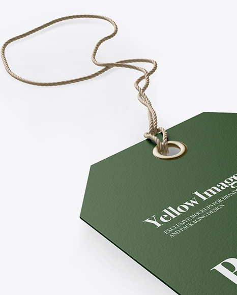 Paper Label With Rope Mockup   Half Side View (High Angle Shot) PSD #2