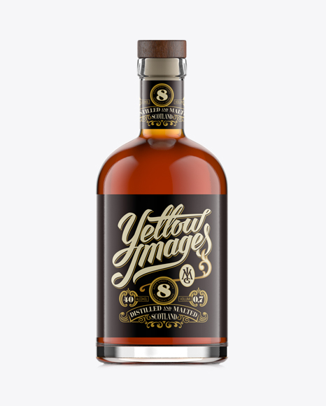 75cl Oslo Plate Bottle w/ Whisky Mockup on Yellow Images Object Mockups