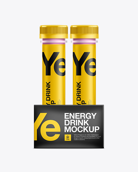 Energy Drink Tubes W  Box Mockup PSD #6